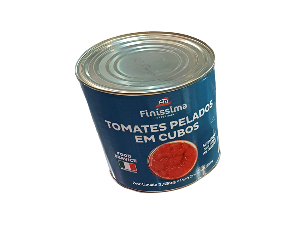 TOMATE PELADO EM CUBOS FINÍSSIMA 2,5 KG (CX 6 LT)